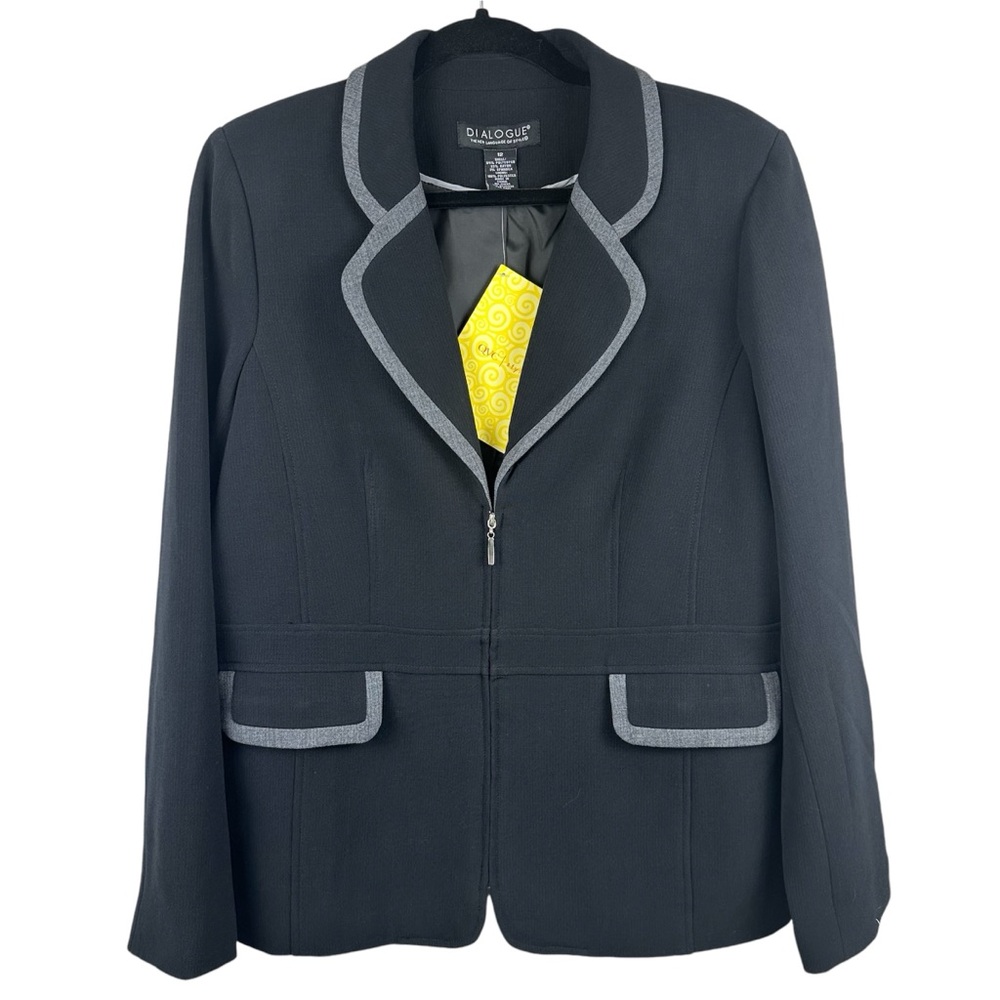 QVC BLACK BLAZER ZIPPER JACKET SIZE 12 NWT